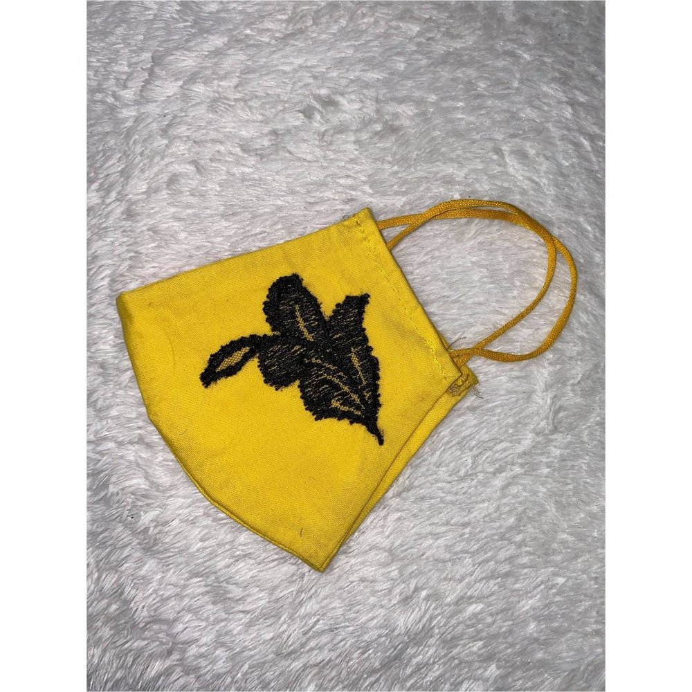 BLACK AND YELLOW FLOWER HANDMADE FACE MASK